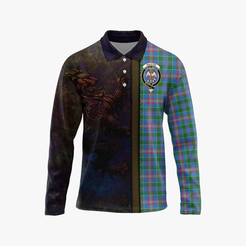 Ralston Tartan Family Crest Long Sleeve Polo Shirt Alba Gu Brath Be Brave Lion Ancient Style