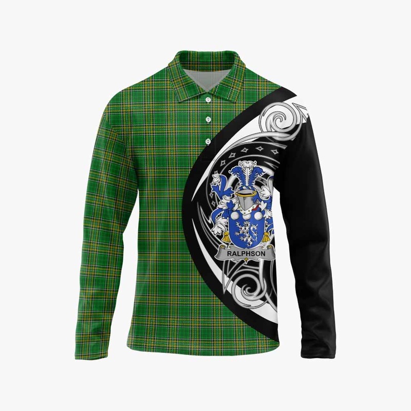 Ralphson Irish Clan Long Sleeve Polo Shirt Celtic Circle Style