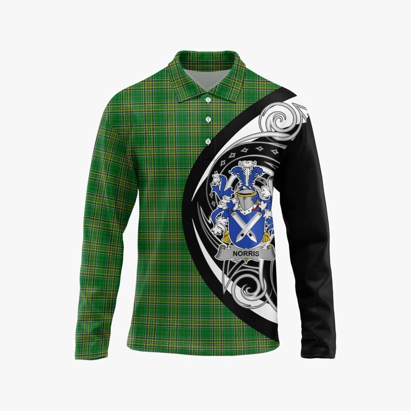 Norris Irish Clan Long Sleeve Polo Shirt Celtic Circle Style