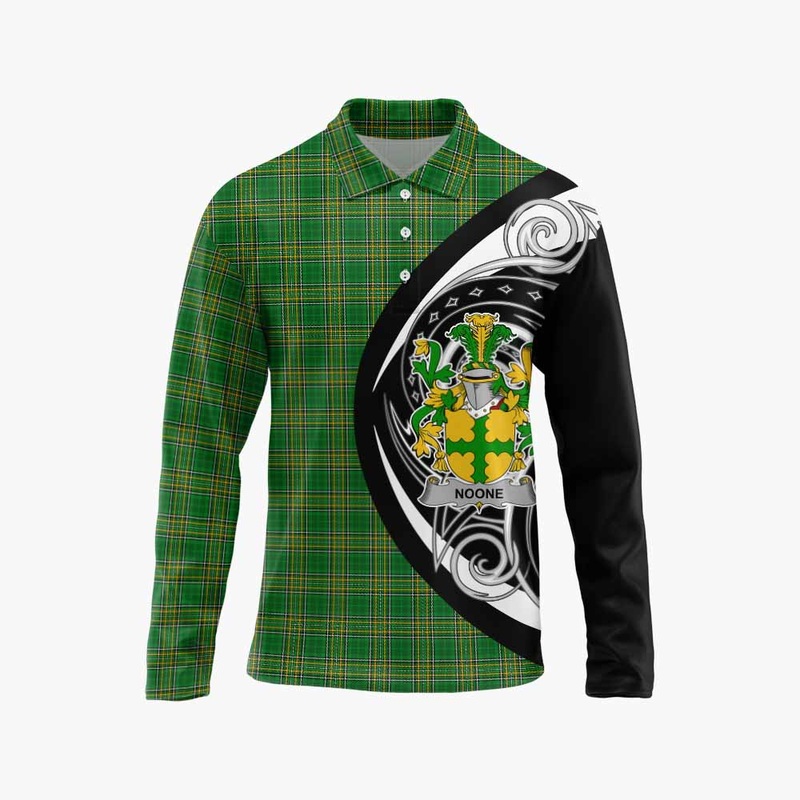 Noone Irish Clan Long Sleeve Polo Shirt Celtic Circle Style