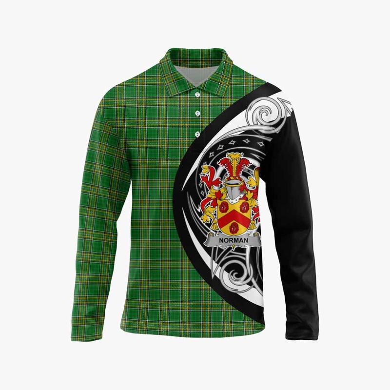 Norman Irish Clan Long Sleeve Polo Shirt Celtic Circle Style