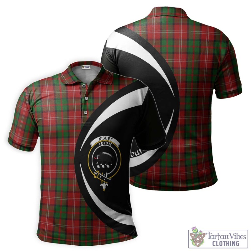 Nisbet Tartan Men's Polo Shirt with Family Crest Circle Style