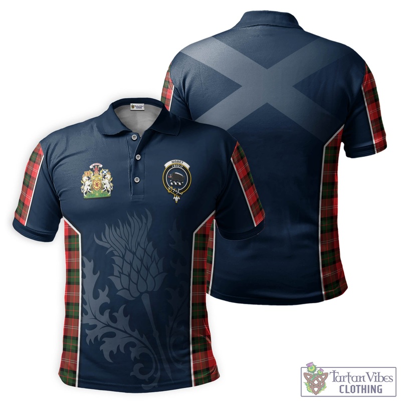Nisbet Modern Tartan Men's Polo Shirt with Family Crest and Scottish Thistle Vibes Sport Style