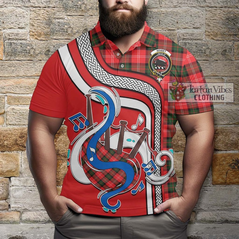 Nisbet Modern Tartan Polo Shirt with Epic Bagpipe Style